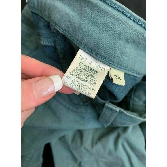 Rag & Bone Jean Denim Stretch Legging Pants Atlantic Blue Teal Mid Rise 24 0 - Picture 6 of 7